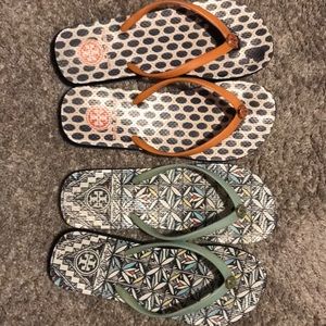 2 pairs of size 7 Tory Burch Flip Flops